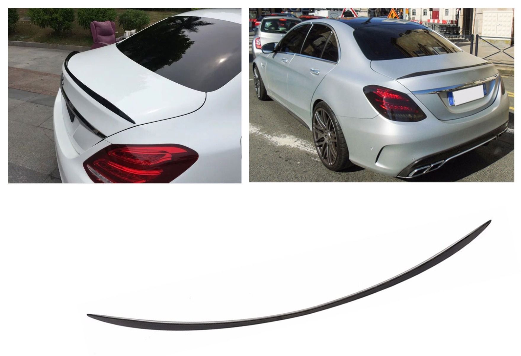 REAR SPOILER LIP BLACK GLOSS fits on Mercedes W205 C-Class