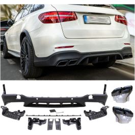 Rear spoiler diffuser + exhaust tips (BLACK) 63 AMG LOOK for Mercedes X253  GLC